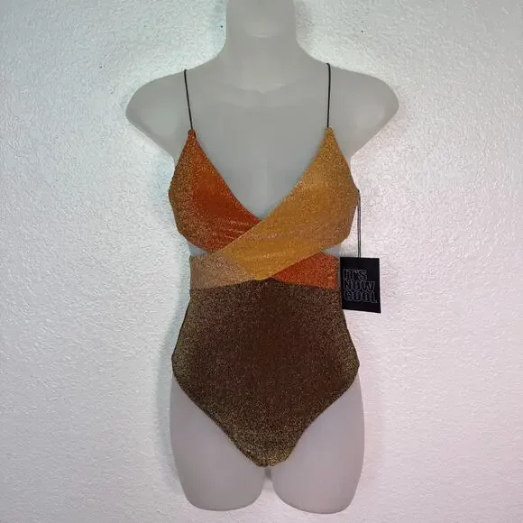 Its Now Cool Swimsuit Womens XS The Riot One Piece Metallic Shimmer Free People - Picture 2 of 11
